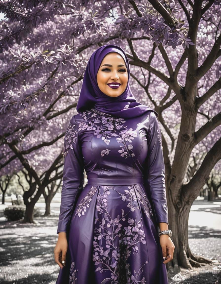 Monochrome Portrait of Woman with Hijab in Pop Art Style