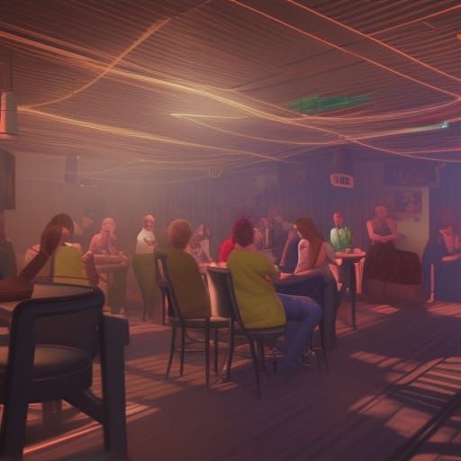 Grannies Night Out: Vibrant Nightclub Scene in 3D