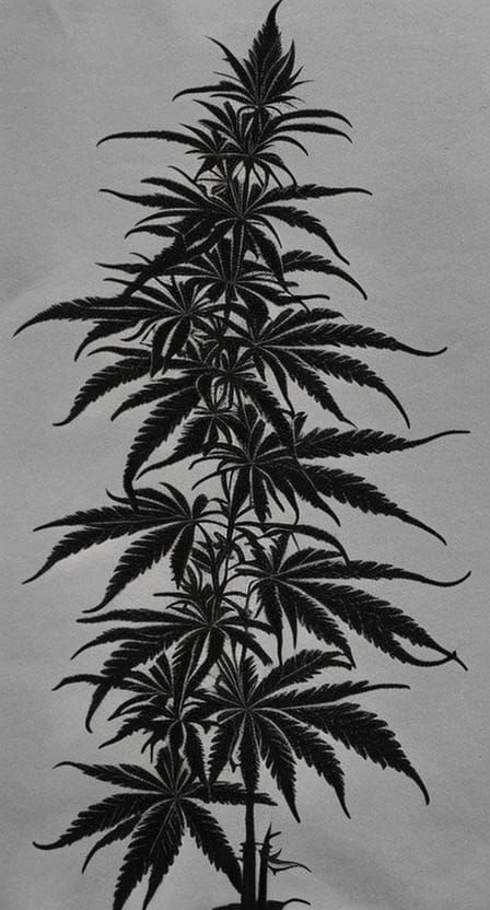 Hyperdetailed Charcoal Drawing of a Cannabis Bud