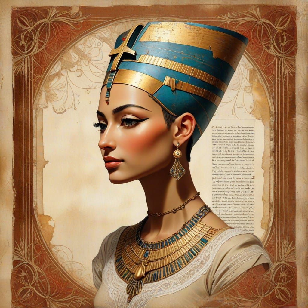 Nefertiti in a Vintage Storybook Page