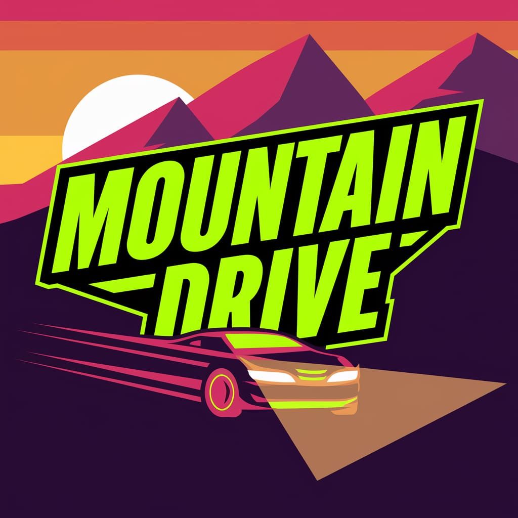 Sleek Mountain Drive Logo in Vibrant Digital Art