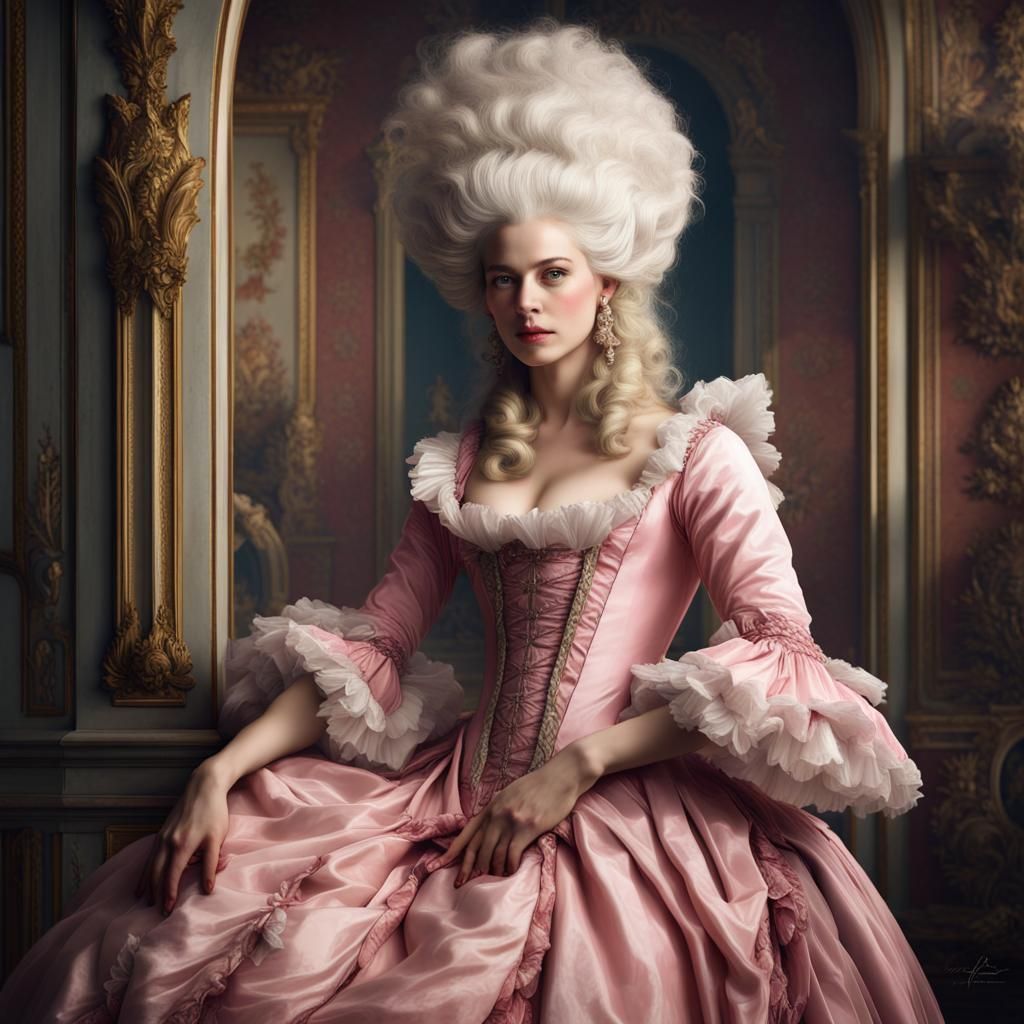 Marie Antoinette Portrait in Rococo Style