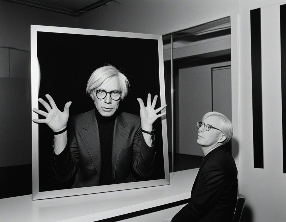 Warhol Portrait with Silver Screen Print