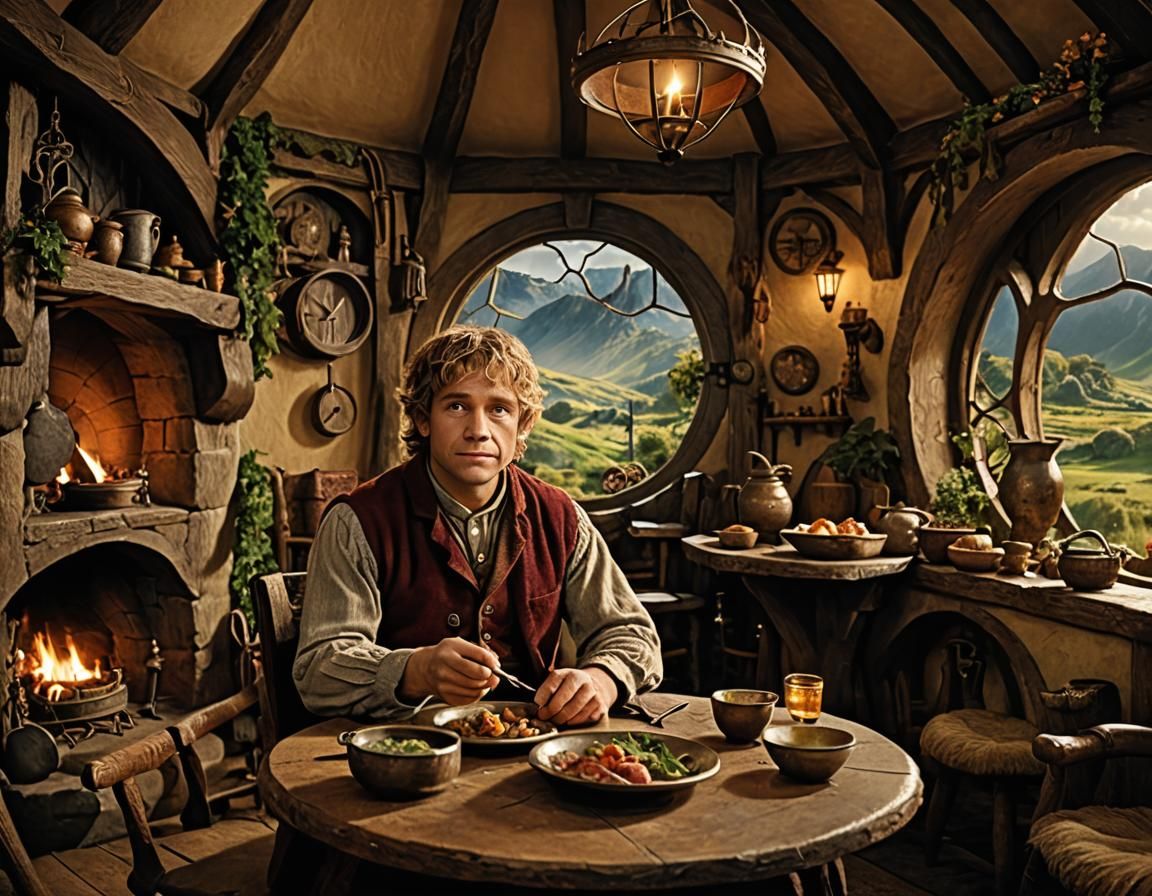 Cozy Hobbit Home Interior with Bilbo Baggins