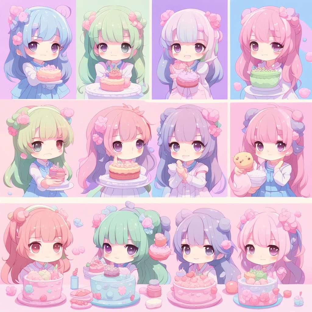 Uwu Kawaii Kittens and Bunnies in Pastel Colors