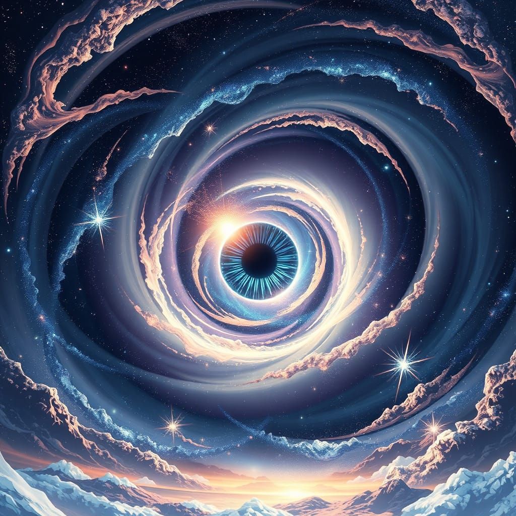 Cosmic Vortex with Shimmering Space Eye of God