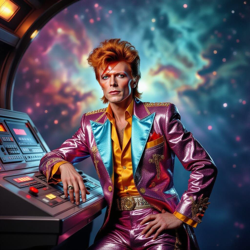 David Bowie as Space Traveler in Vintage Surrealism