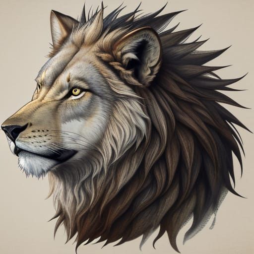 Majestic Wolf-Lion Hybrid Creature Art