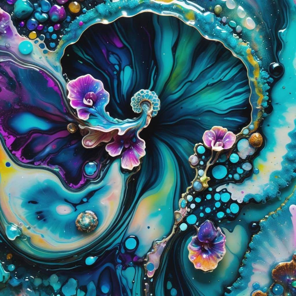 Neon Ink Splatter Art of Water Elemental