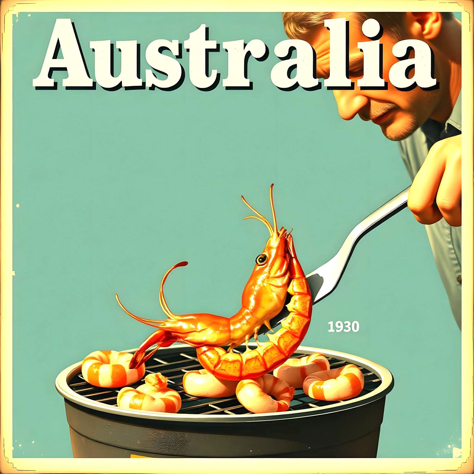Vintage Travel Poster of Australia BBQ