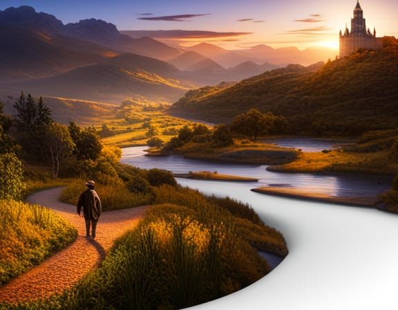 Pilgrim's Return: A Detailed Matte Painting in Autumn