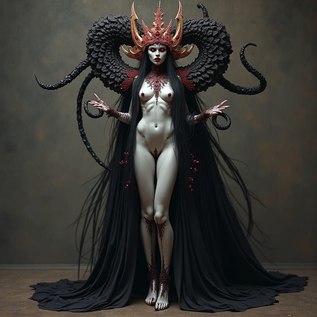 Mystical Being with Crimson Eyes, in Baroque Style