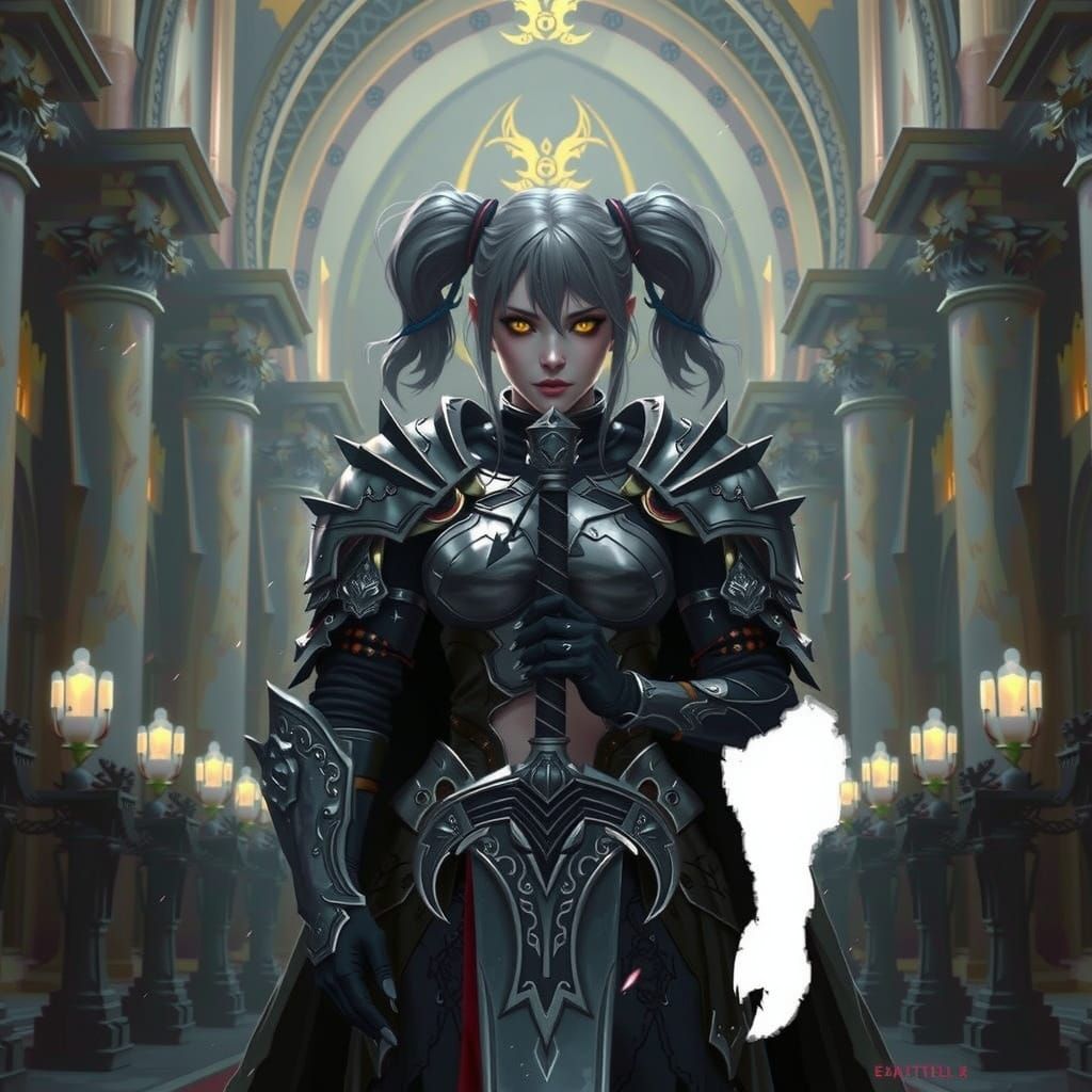 Vampire Paladin in Chapel: Dark Fantasy Concept Art