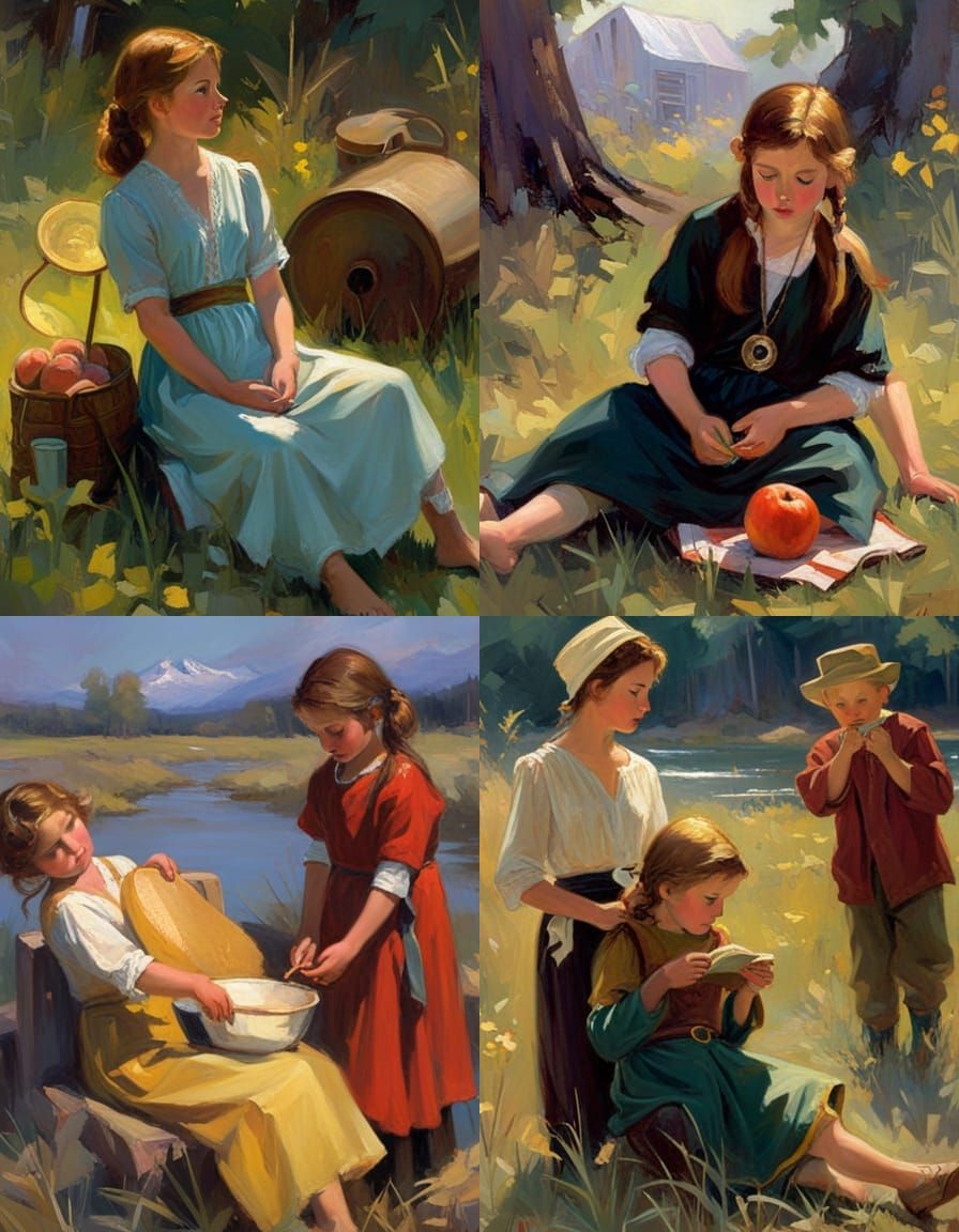 Idyllic River Landscape in Classical Style