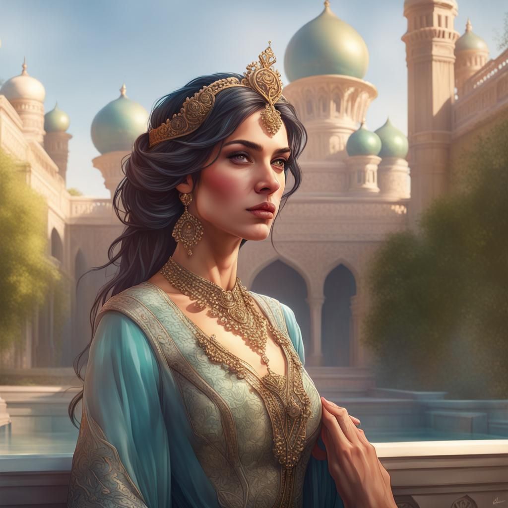 Pakistani Princess Portrait in Hyperdetailed Style