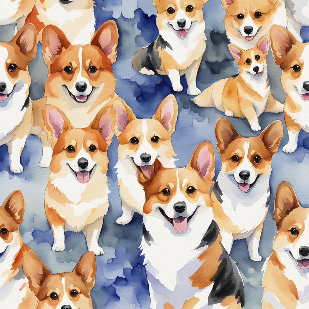 Adorable Corgi in Watercolor Style