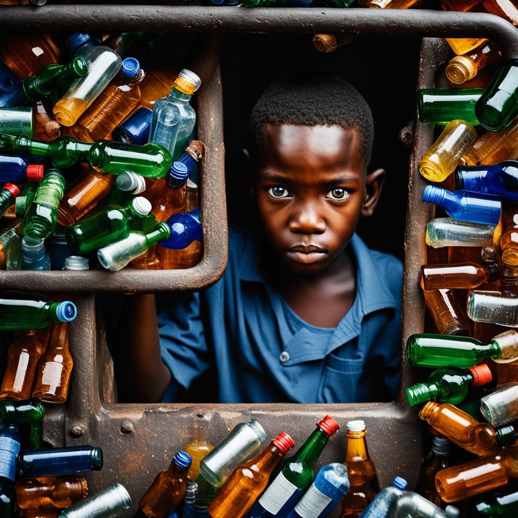 African Child Building Toy Truck: Professional Portrait