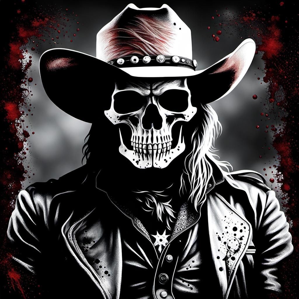Blackened Skeleton Cowboy in Photorealistic Portrait