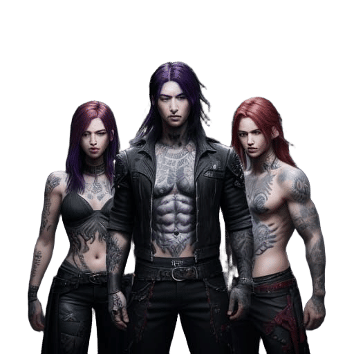 Dark Fantasy Friends in Ancient Ruins