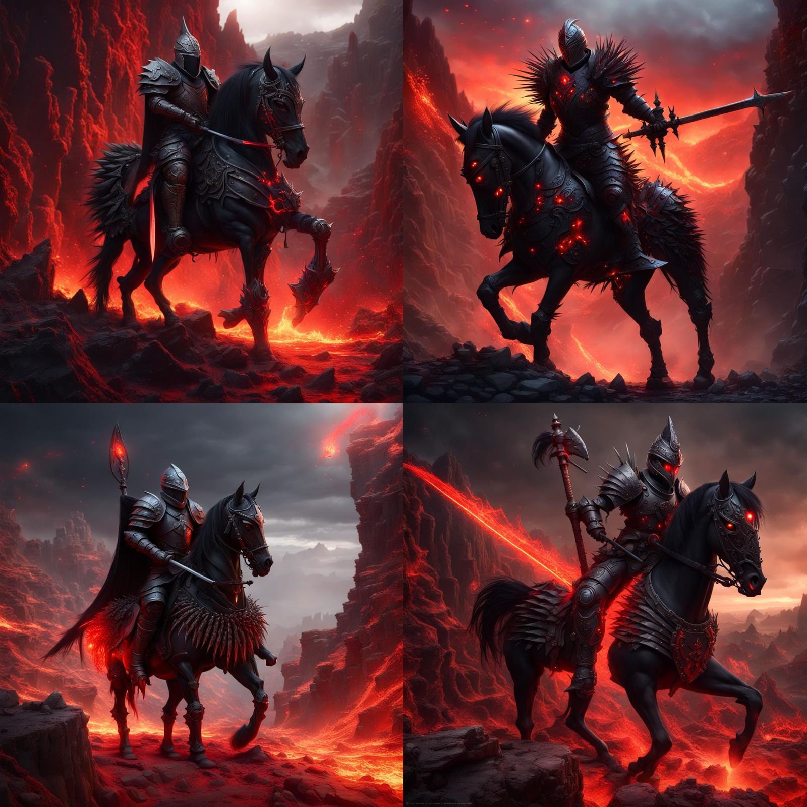 Armored Knight on Fire Horse in Canyon