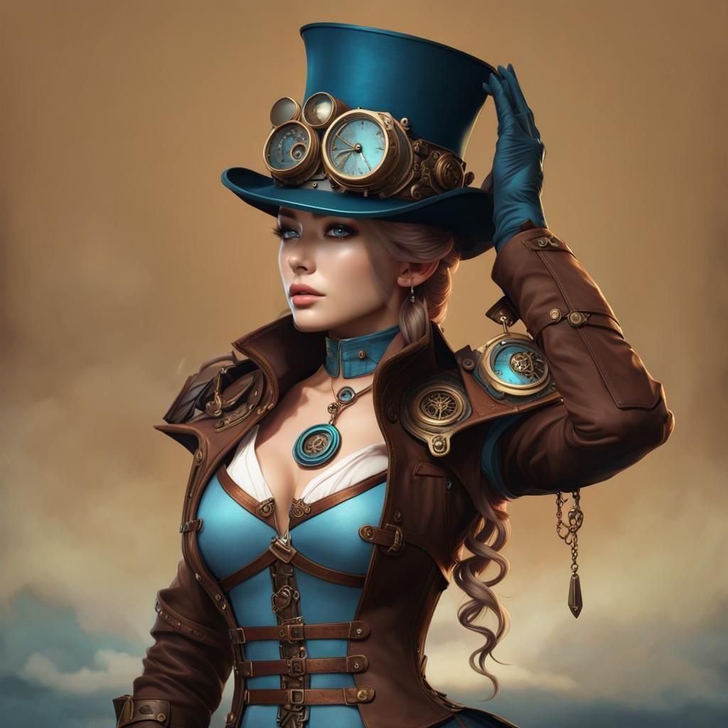 Steampunk Girl Portrait in Detailed Matte Painting