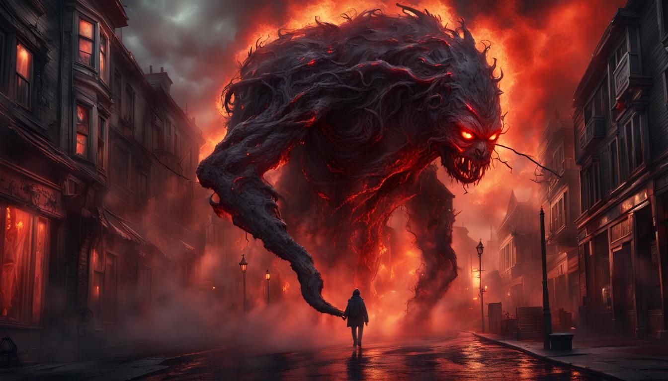 Fiery Smoke Monster Stalks Haunted Town
