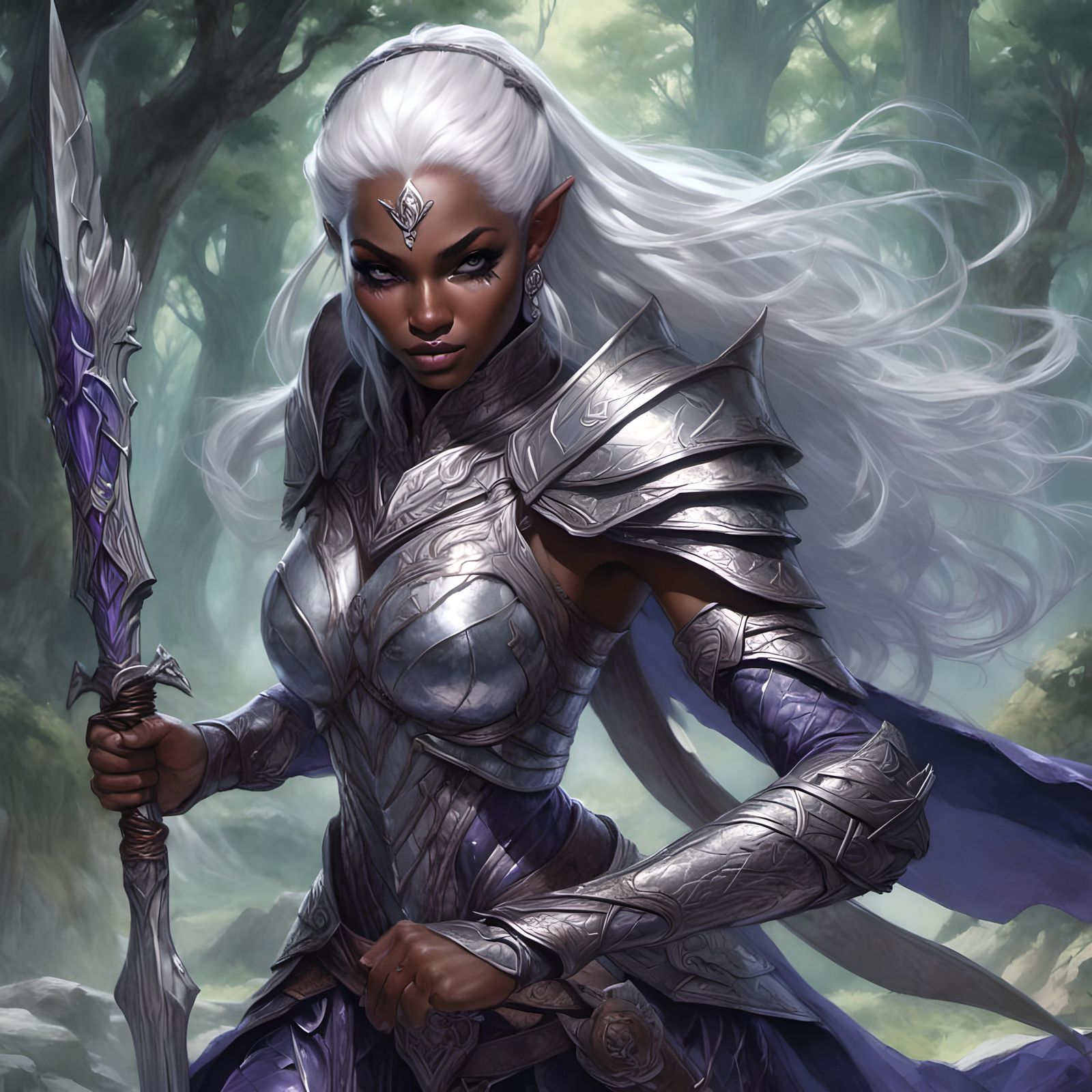 Drow Elf in Underdark with Magic Blade