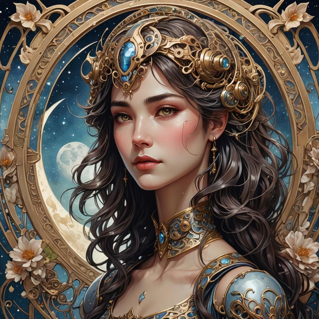 Magazine Cover Portrait in Art Nouveau Style