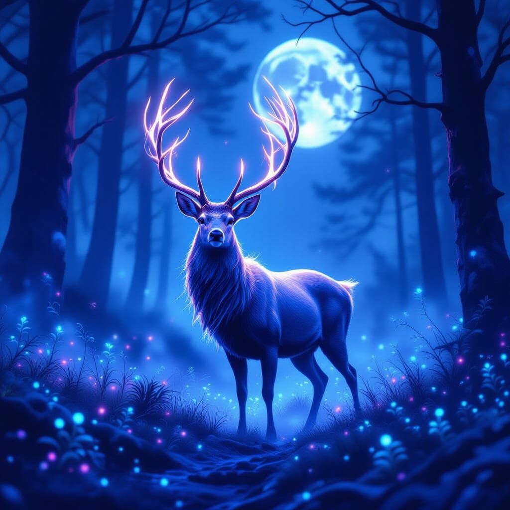 Spirit Deer Emerges From Ethereal Mist in Painterly Style