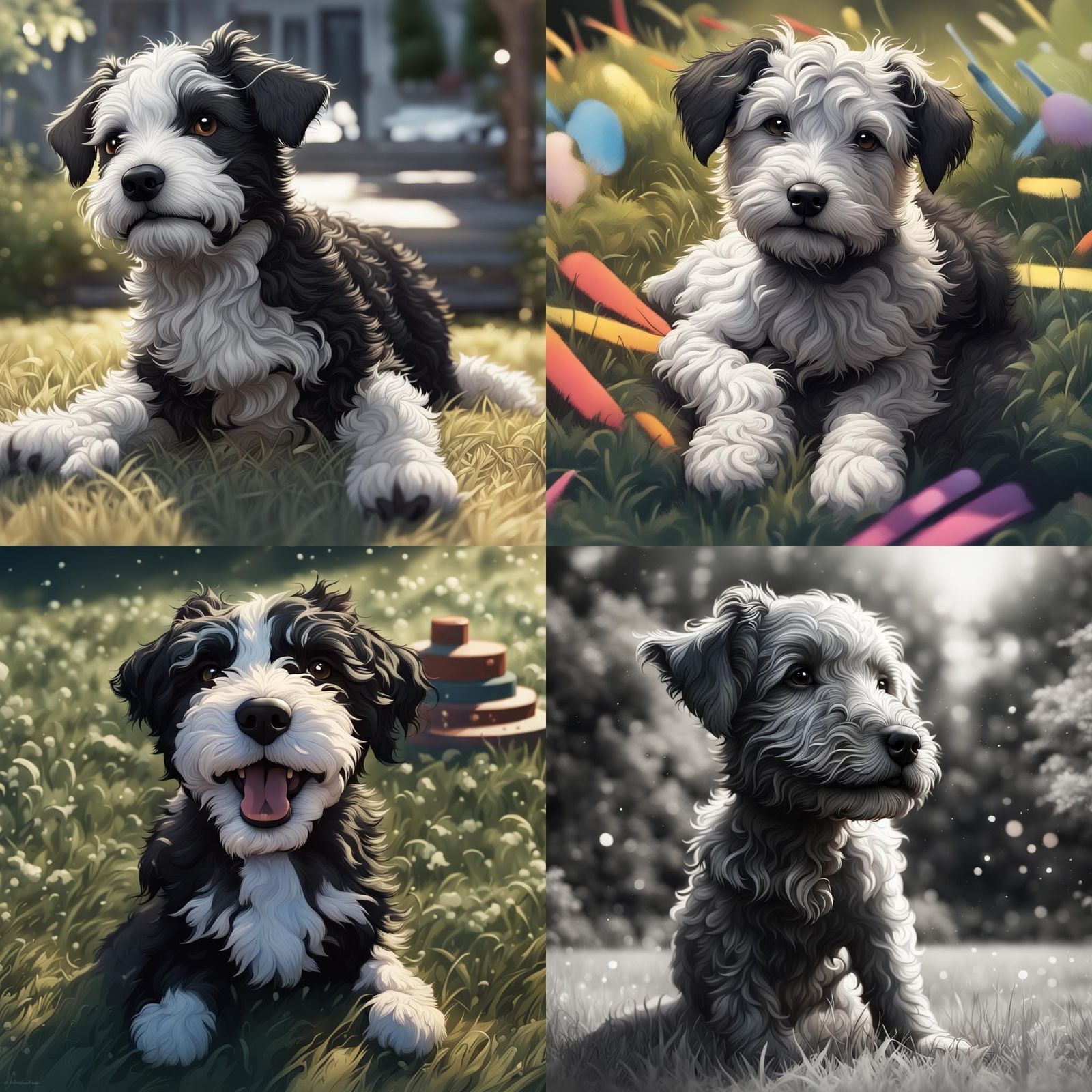 Playful Doodle-Terrier Puppy in 3D Realism