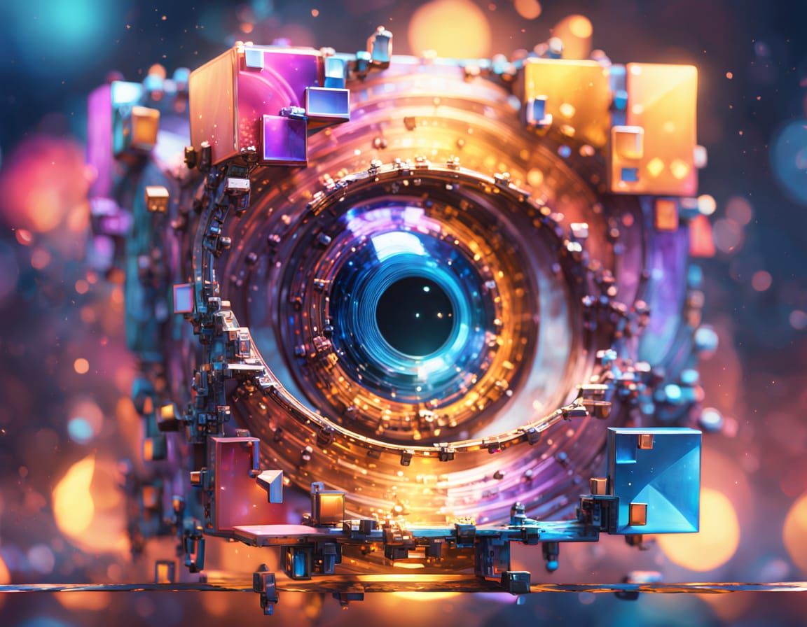 Vibrant Hypercube Structure in Hyper-Realistic Digital Art