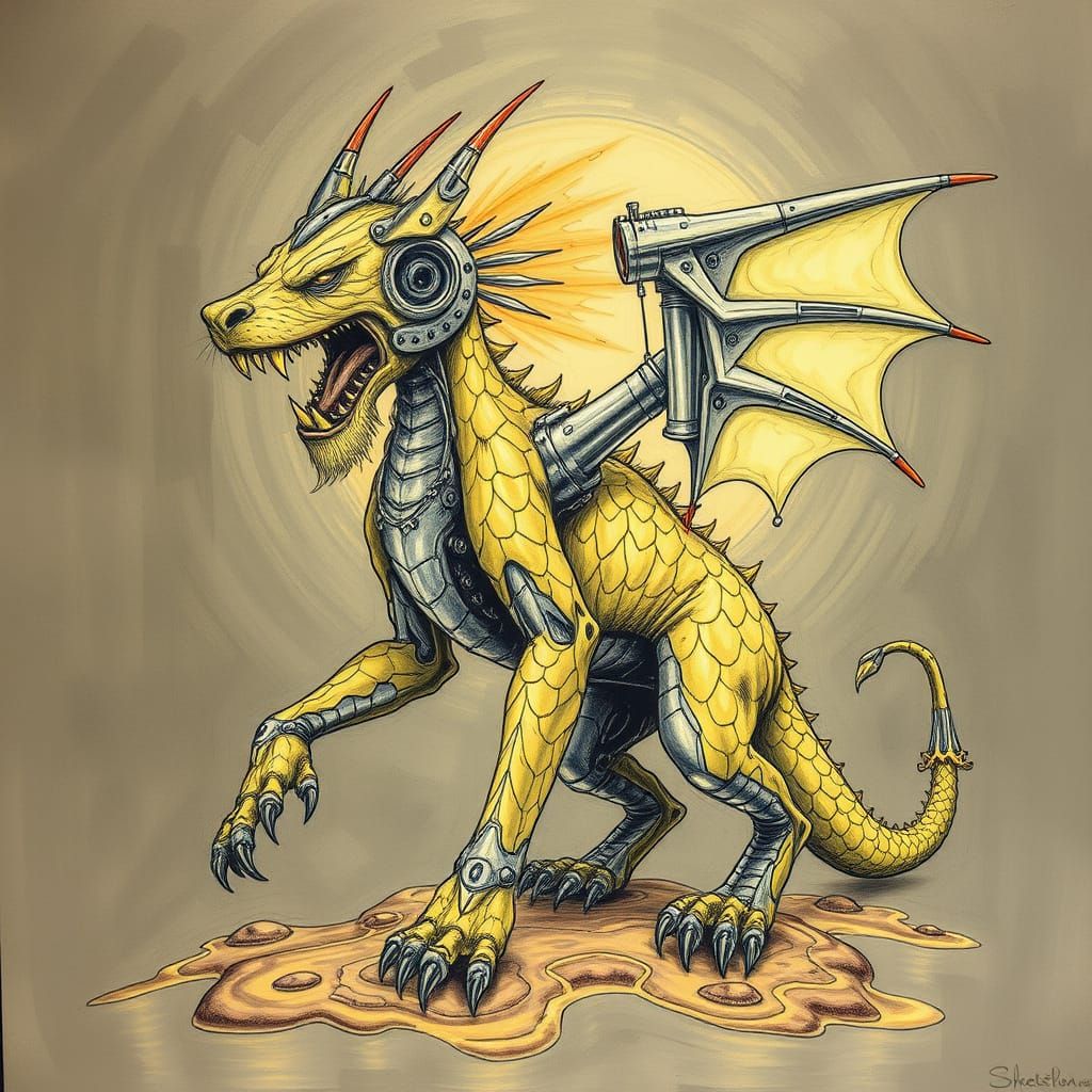 Shakey Cyber-Dragon Emerges from Psychedelic Melt