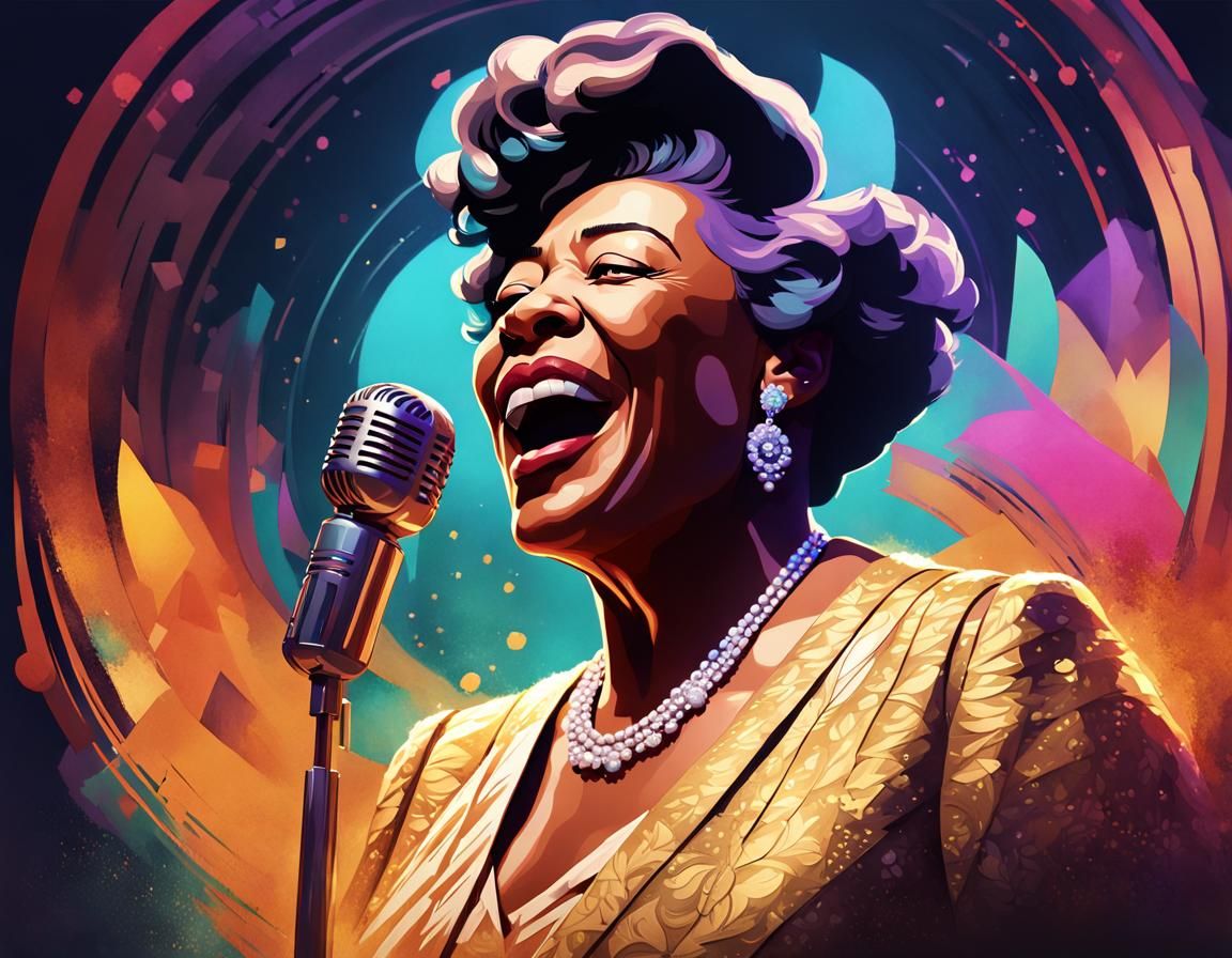 Ella Fitzgerald Portrait in Art Nouveau Style