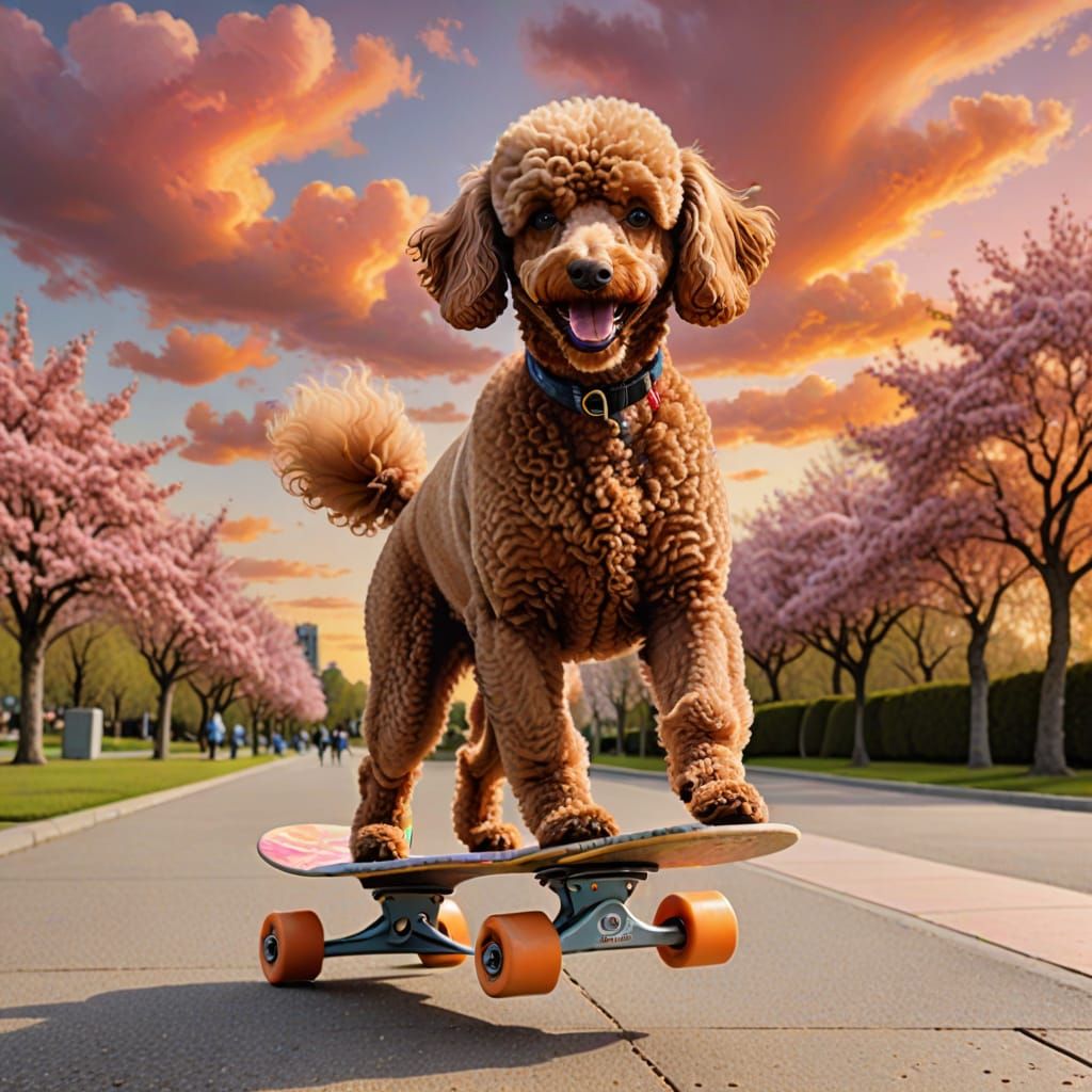 Hazel Poodle Performs Aerial Skateboard Tricks in Spring Par...