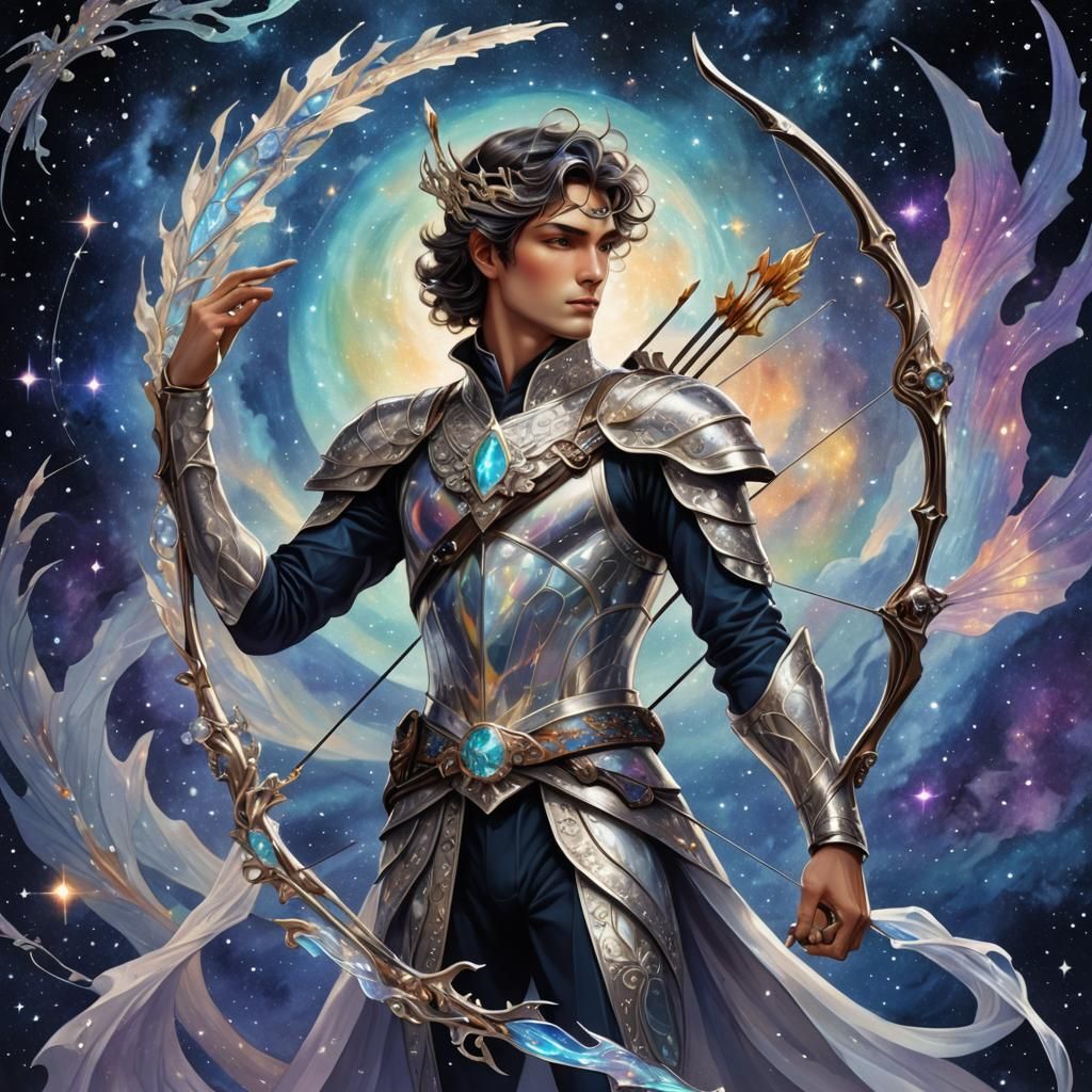 Silver Prince on Crystal Dragon in Art Nouveau Style