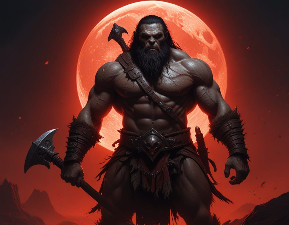 Orc Hunter Warrior Before Blood Moon Poster