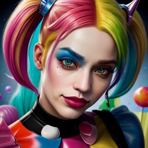 Harley Quinn in Candyland: Hyperrealistic Digital Art