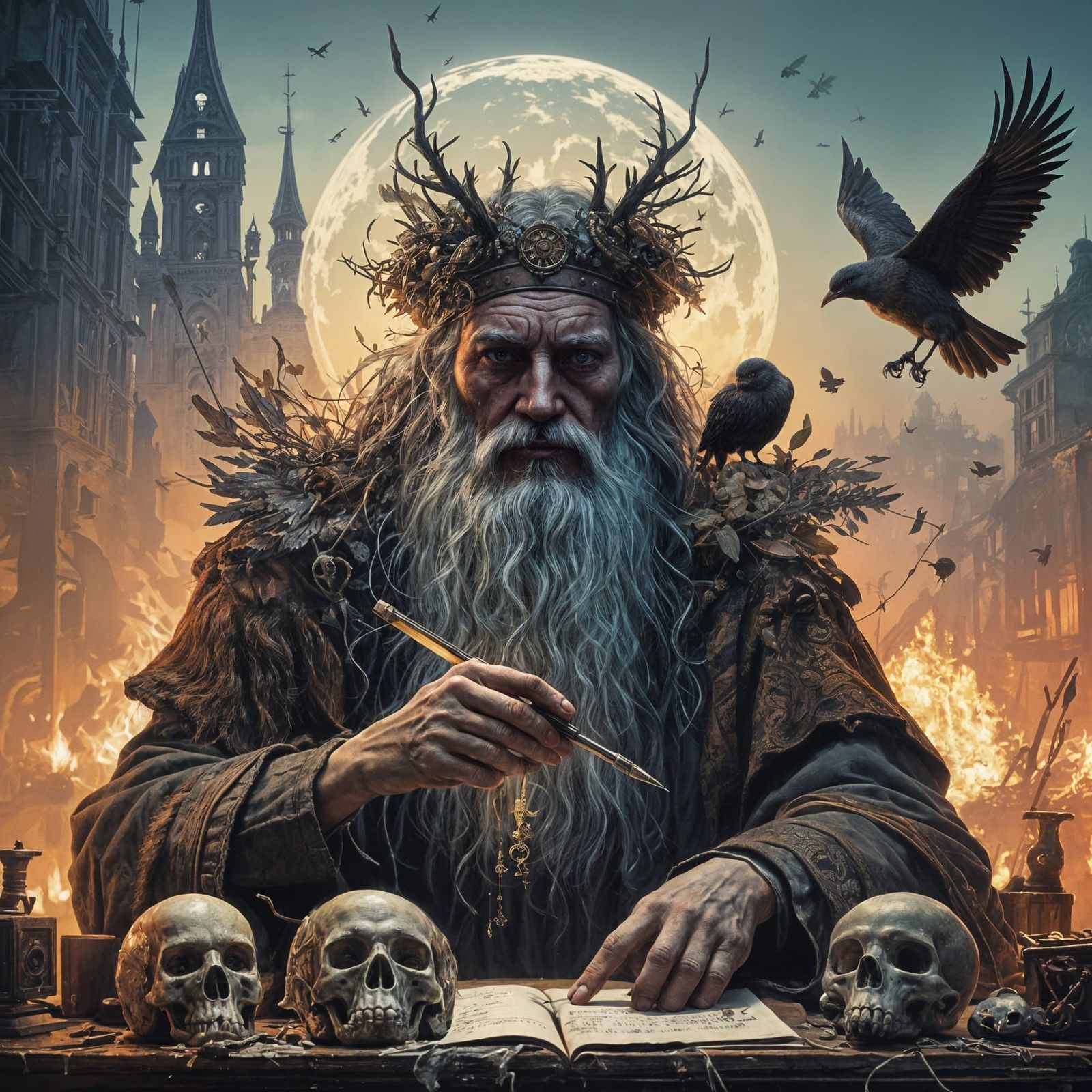 Regal Monarch Signs Last Will in Baroque Elegance