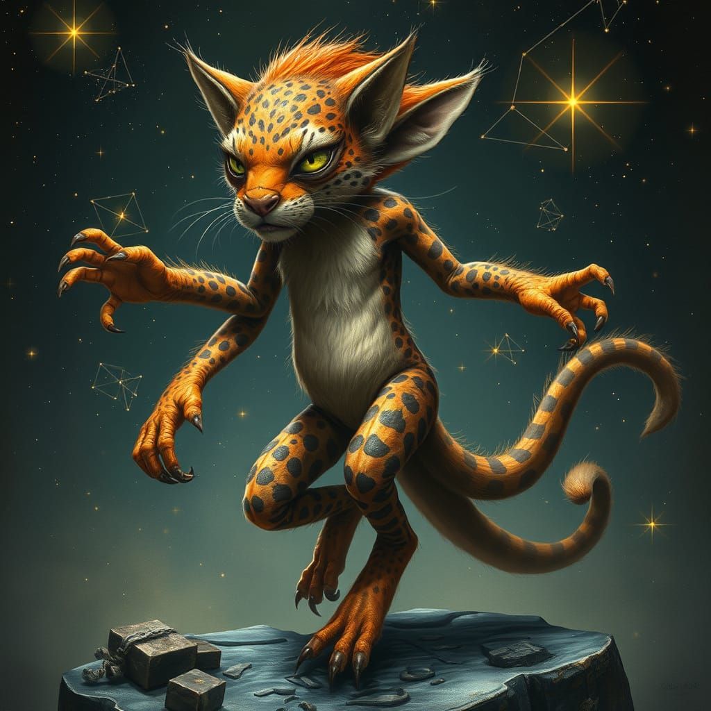 Strange Creature Dances Among the Stars: Surreal Art