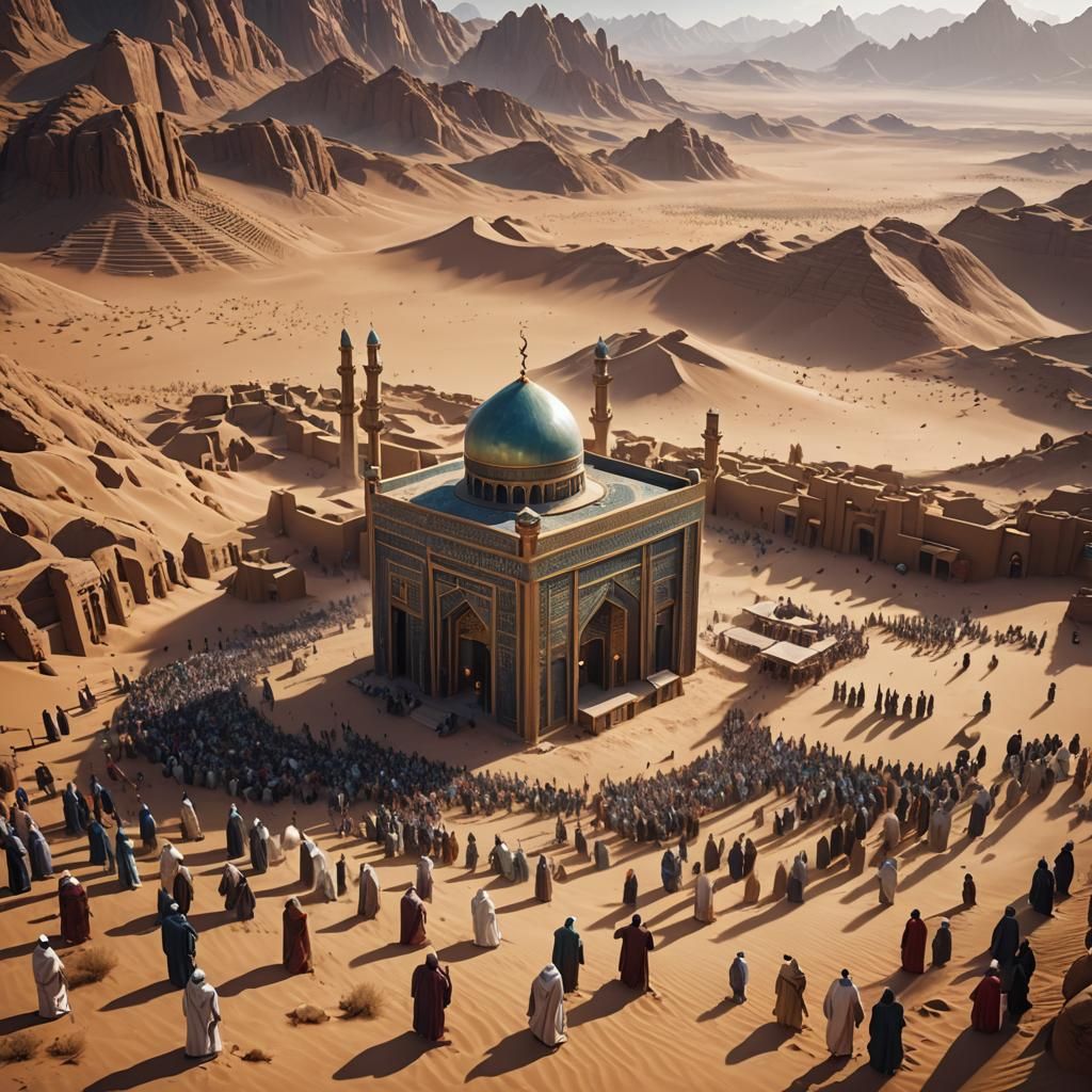 Muslims Worship in Desert: Fantasy Concept Art