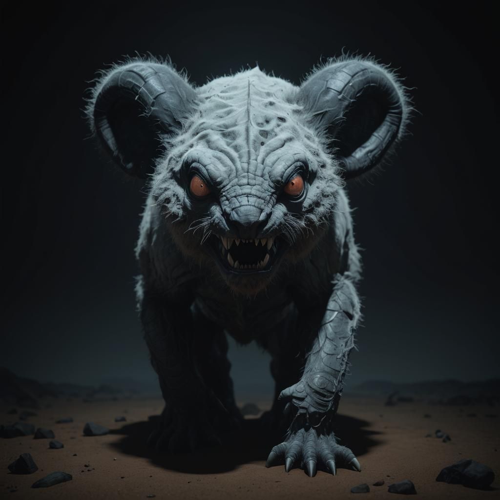 Nightmare Koala on Desert Road in Eldritch Style