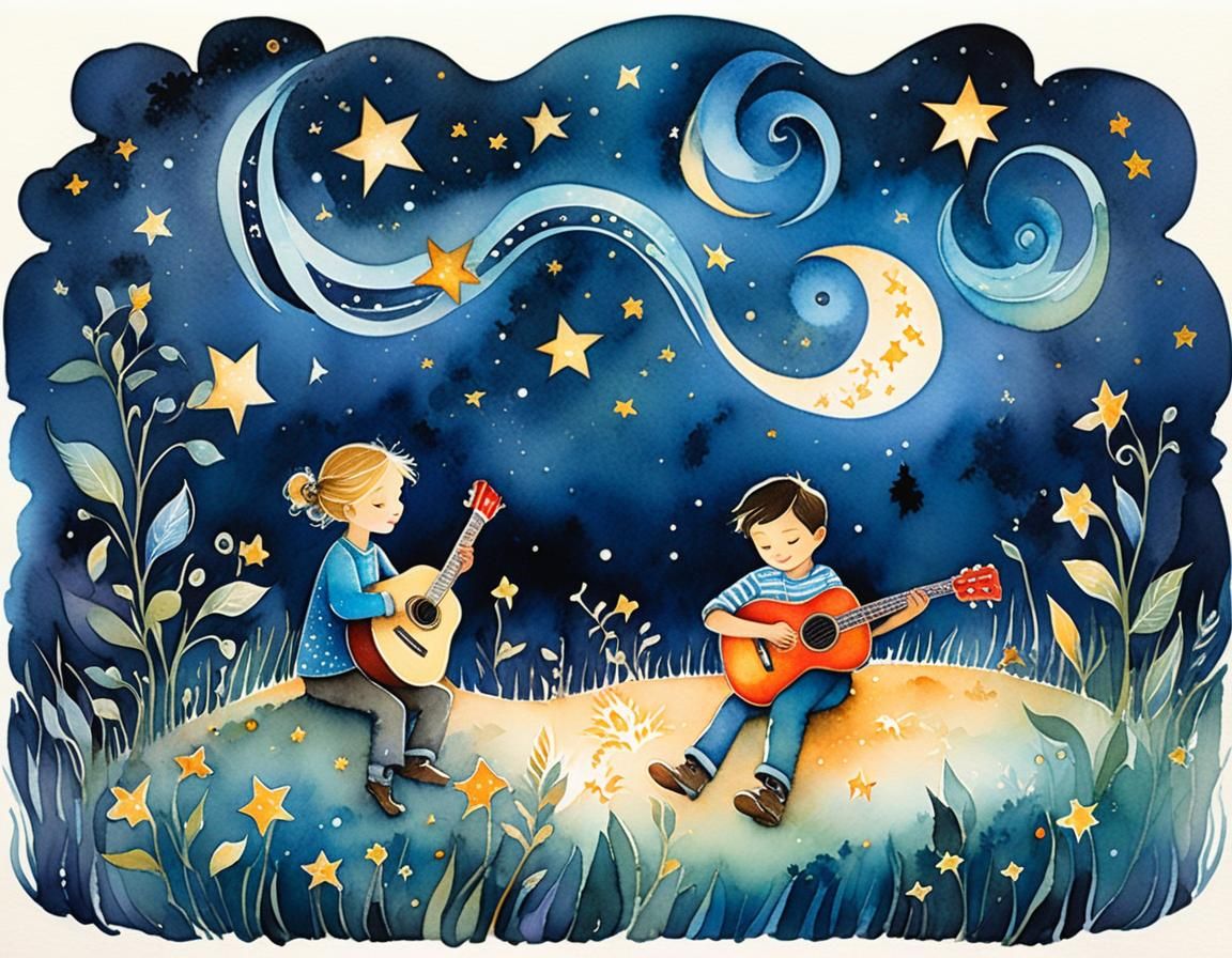 Magical Night: Ink and Watercolor Storybook Illustration