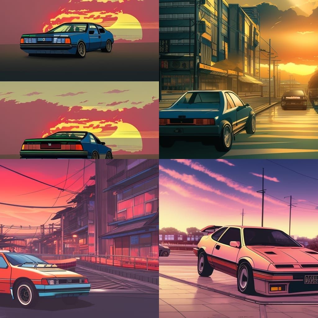 JDM AE86 in Tokyo Sunset: Anime Key Visual