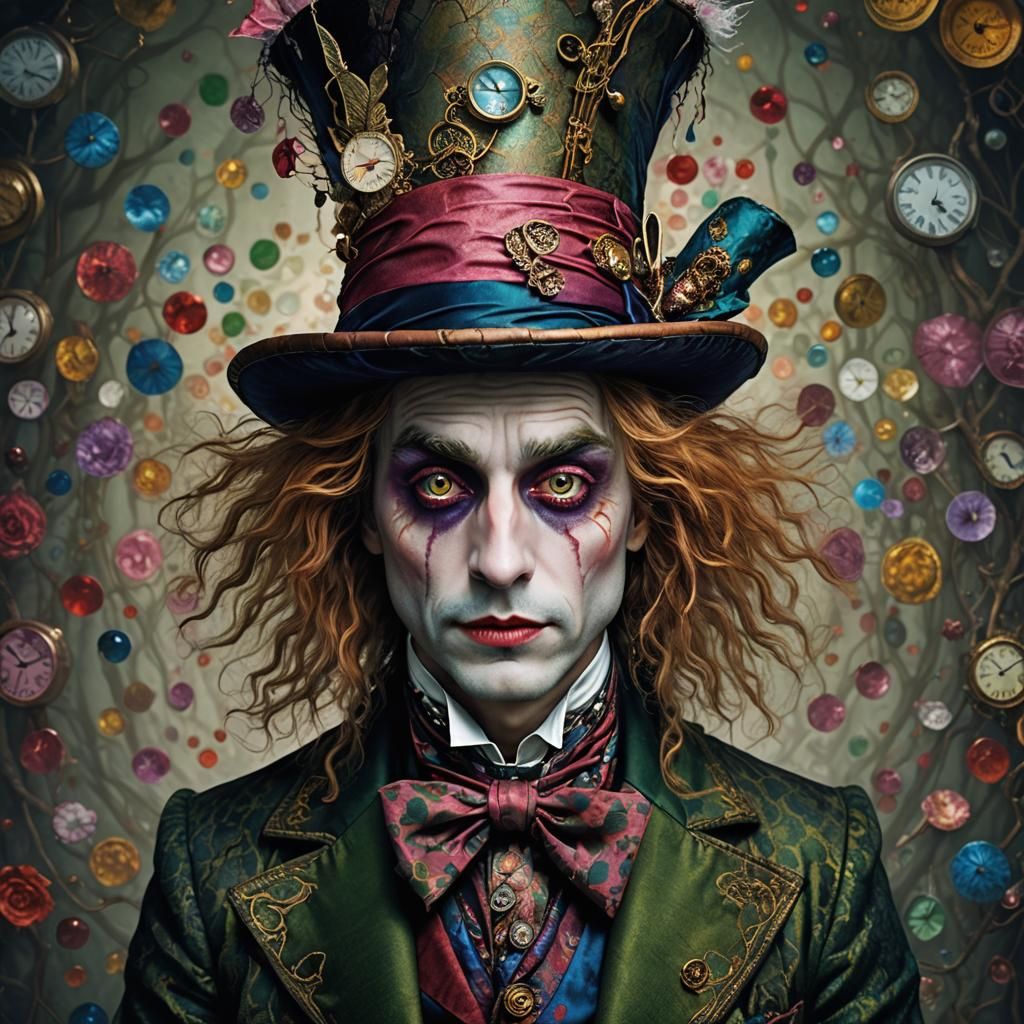 Grotesque Mad Hatter Portrait in Wonderland