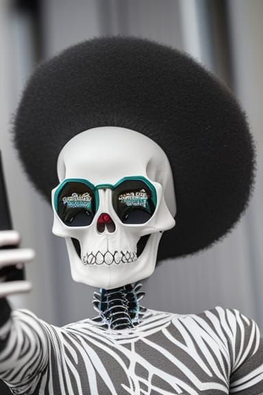 Skeleton Selfie in Orange and Teal Lighting