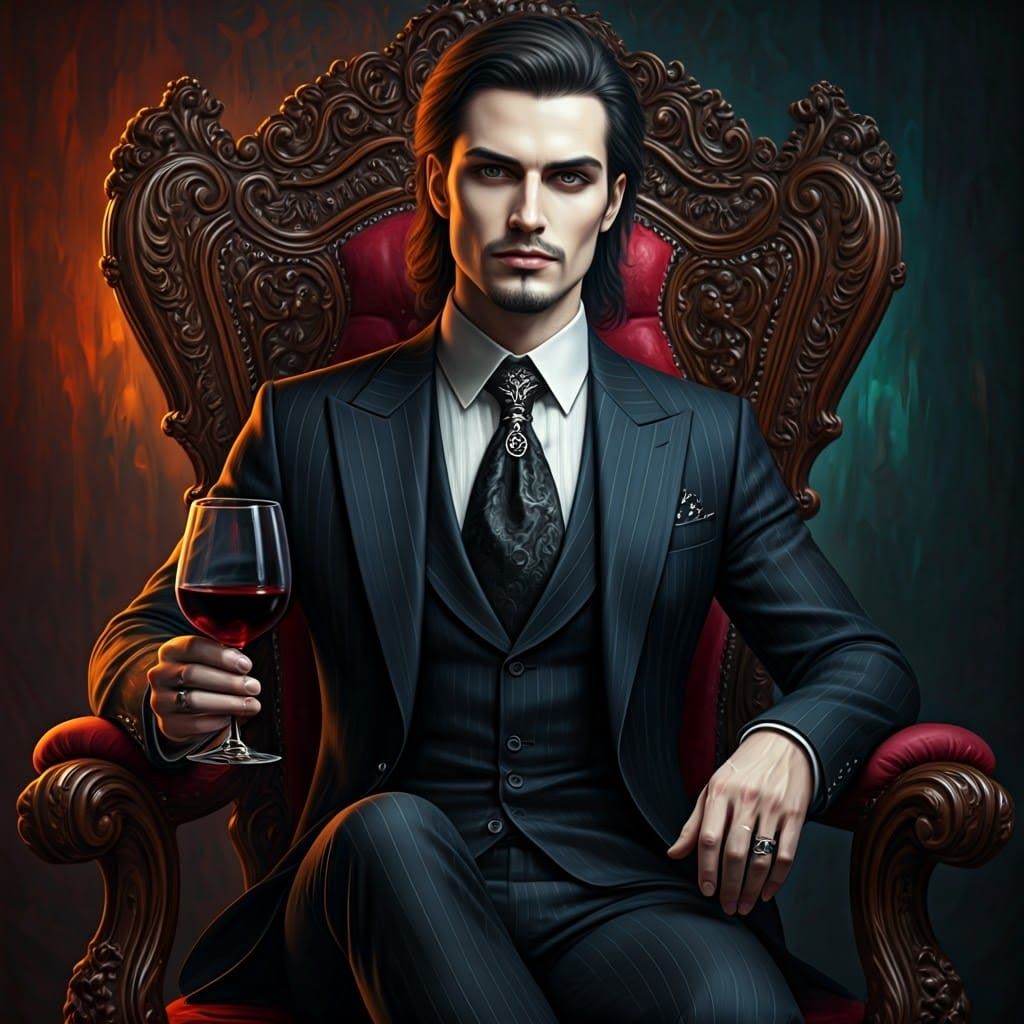 Gothic Male Model in Hyperrealistic Splash Art