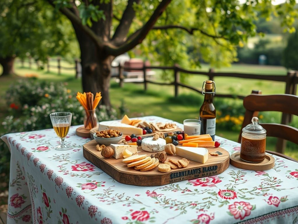 Victorian Cheese Platter in Hospitable Outdoor Scene