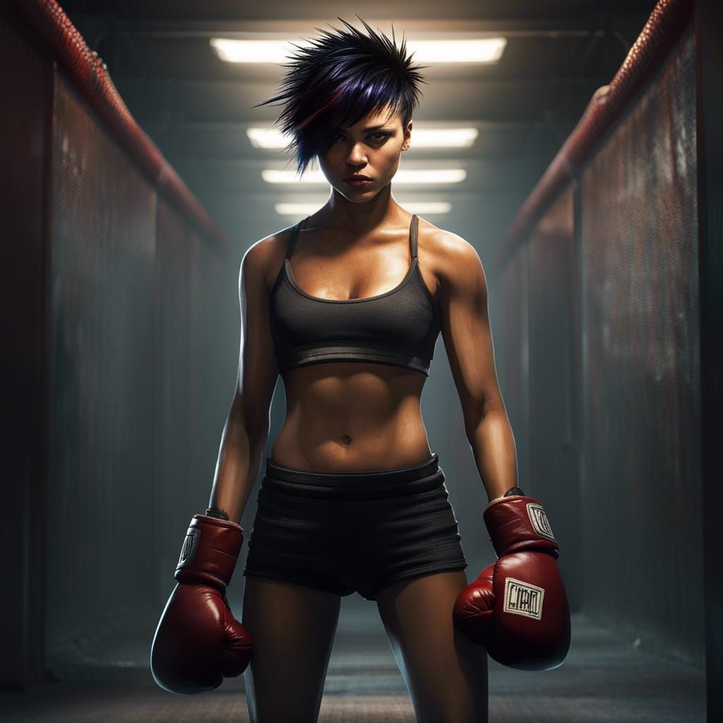 Underground Fight Club: Fierce Warrior in Dim Light