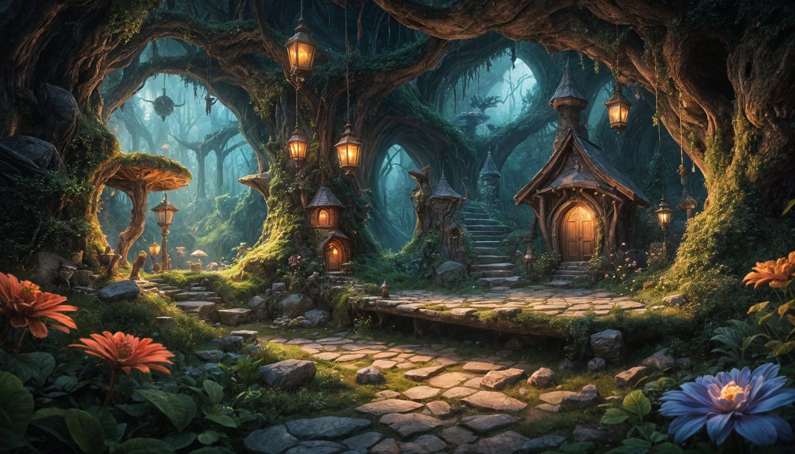 Inside a Fairy House: Detailed Matte Painting