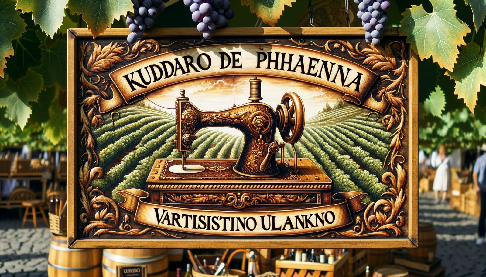 Steampunk Sewing Machine on Vineyard Shop Sign